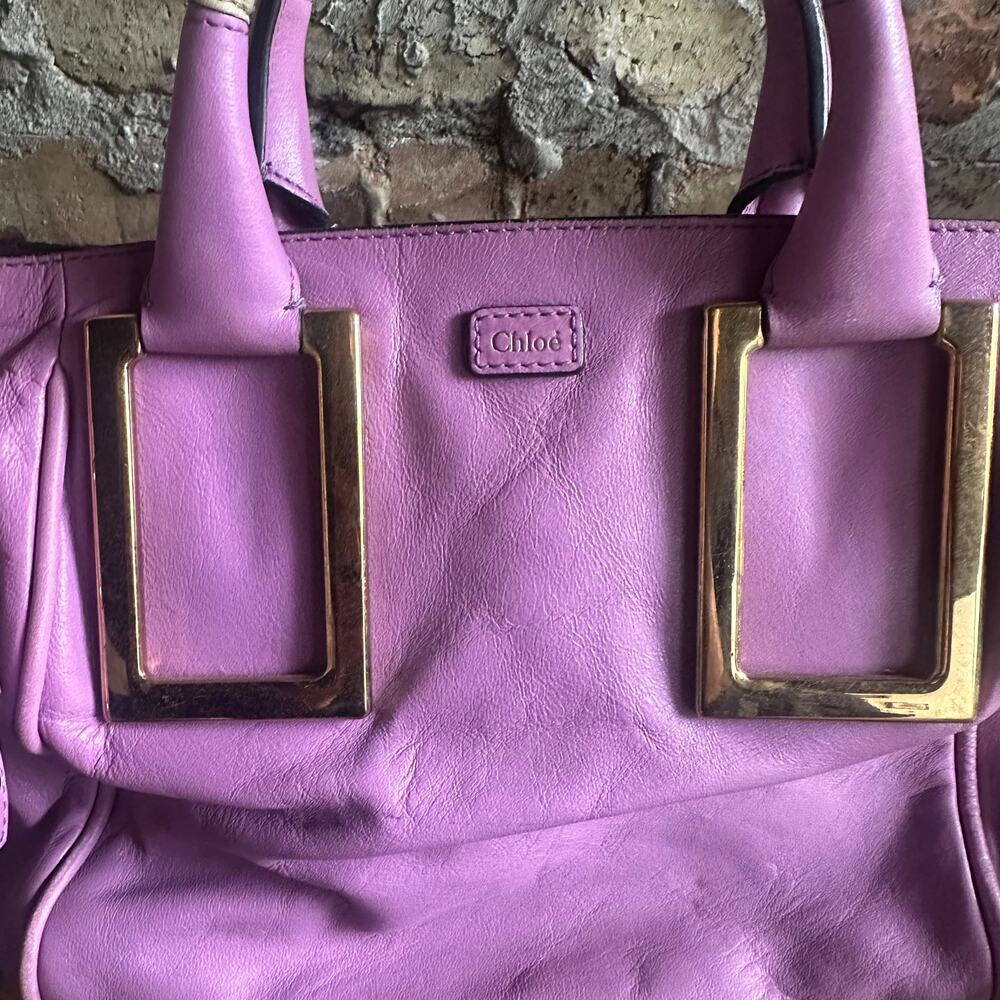 Vintage Chloe Ethel Purple Leather 2 Way Satchel - Picture 2 of 14